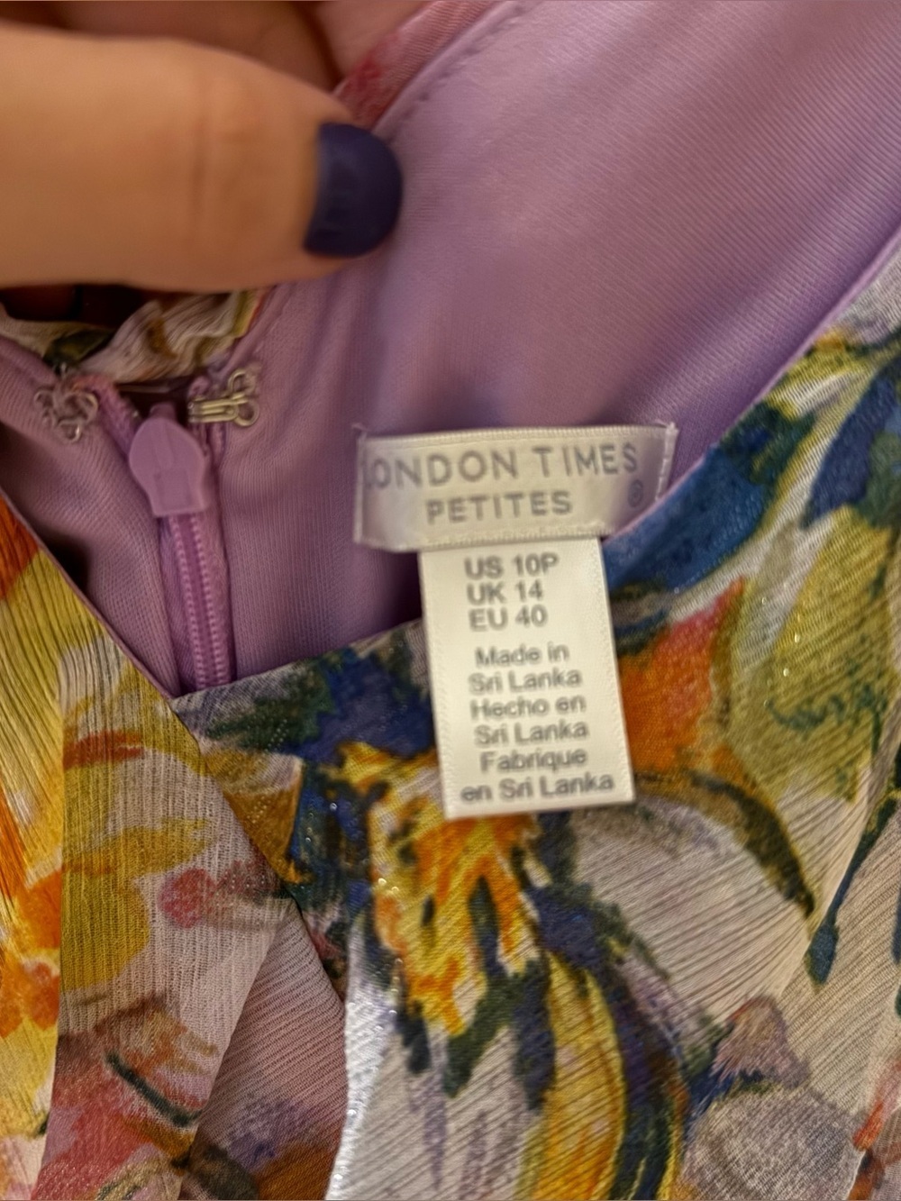 London Times Floral Ruffle Maxi Dress Size 10P - Picture 8 of 9